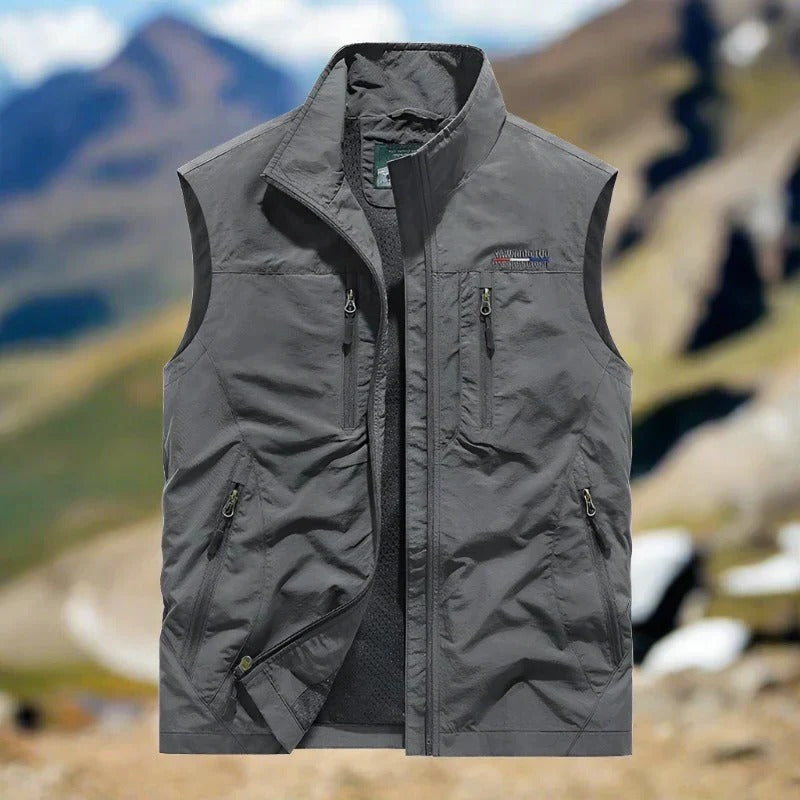 Amawinc Gilet Sans Manches Homme Léger Coupe Vent Avec Poches Multiples Pour Randonnée Et Usage Quotidien