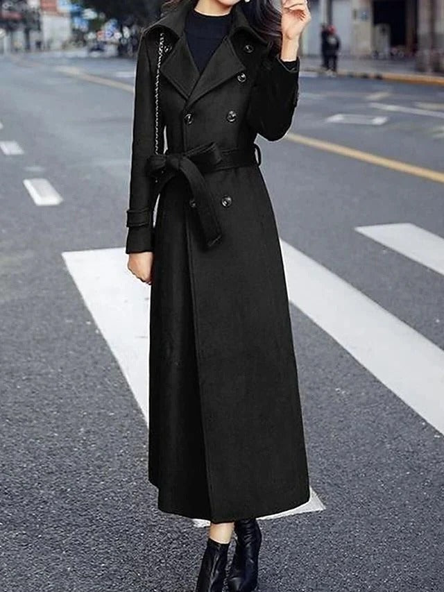 Manteau Long Hiver Pour Femme Avec Ceinture Ajustable Et Col Revers Élégant Pour Plus De Style Et Confort