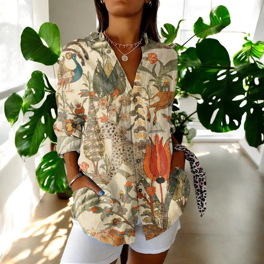 Blouse Vintage Intemporelle Élégante Avec Coupe Confortable Polyvalente Pour Journée Décontractée Semi Formelles