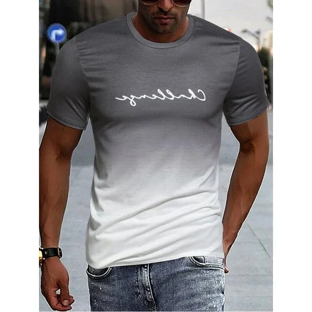 Amawinc T Shirt Homme Dégradé Manche Courte Noir Vers Rouge Ombre Pour Style Quotidien Moderne