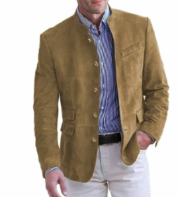 Blazer Homme Slim Fit Décontracté Style Daim Amawinc Pour Gentleman Moderne Élégant