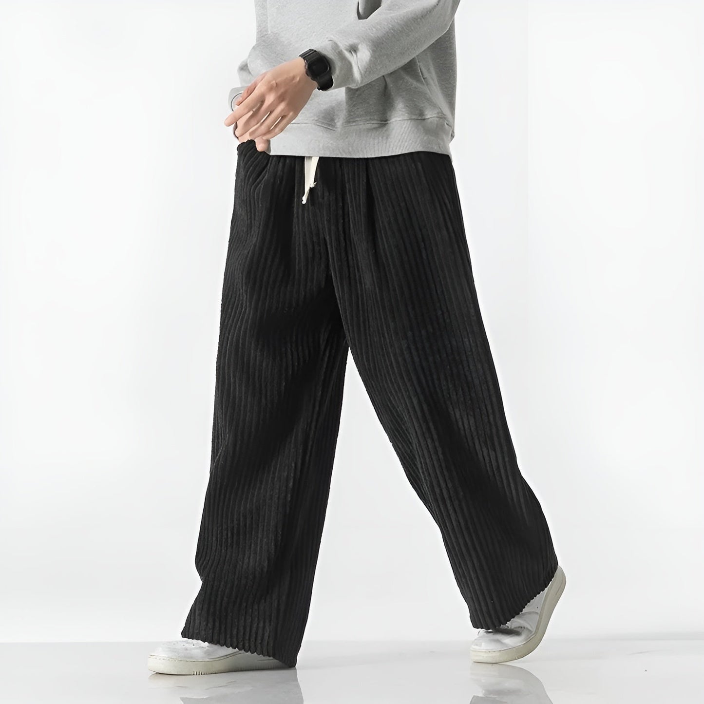 Amawinc Drift Pantalon Velours Côtelé Décontracté Avec Texture Dense À Côtes Et Taille À Cordon Élastique
