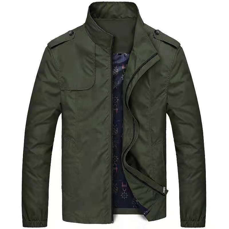 Veste Homme En Mélange Tissé Slim Fit Col Debout Avec Zip Double Pour Style Décontracté Moderne