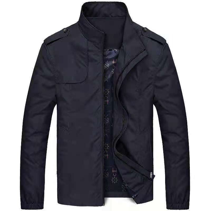 Veste Homme En Mélange Tissé Slim Fit Col Debout Avec Zip Double Pour Style Décontracté Moderne