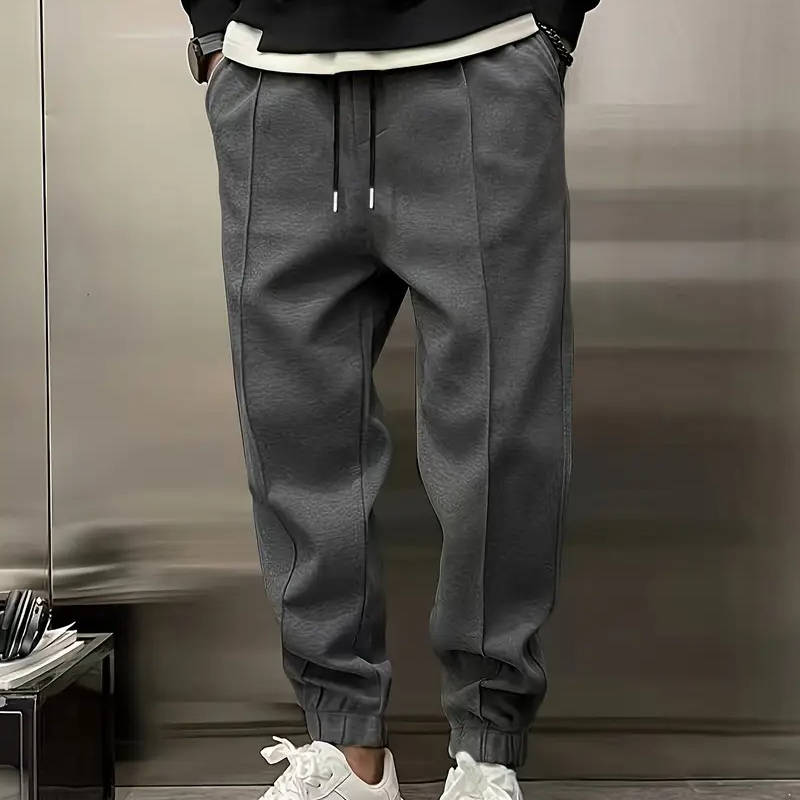 Pantalon Jogger À Plis Pour Homme Confortable Avec Poignets Élastiques Pour Travail Et Loisirs
