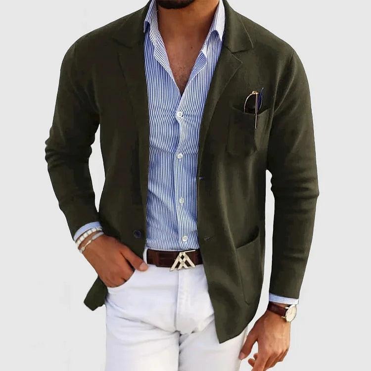 Amawinc Blazer Homme Décontracté Bleu Marine En Lin Mélangé Pour Bureau Et Casual