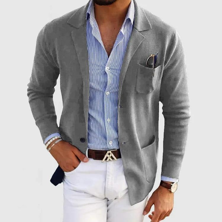 Amawinc Blazer Homme Décontracté Bleu Marine En Lin Mélangé Pour Bureau Et Casual