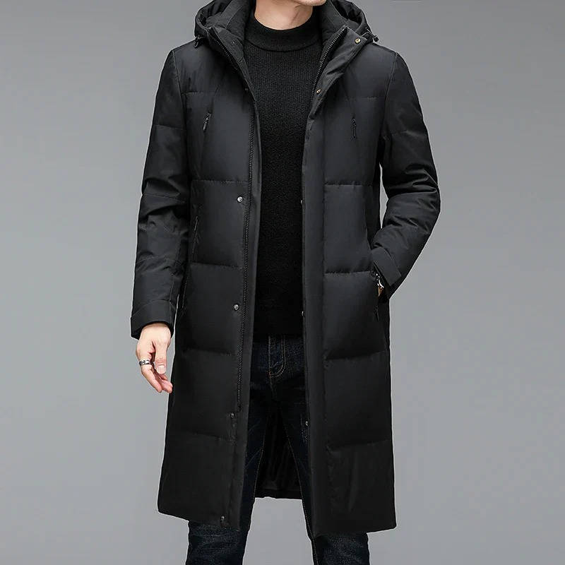 Doudoune Homme Longue Avec Capuche Isolante Veste Hivernale Longline Pour Temps Froids