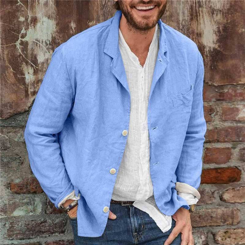 Amawinc Veste Décontractée En Lin Homme Légère Respirante Mélange Lin Coton Blazer Pour Brunch Ou Travail Décontracté
