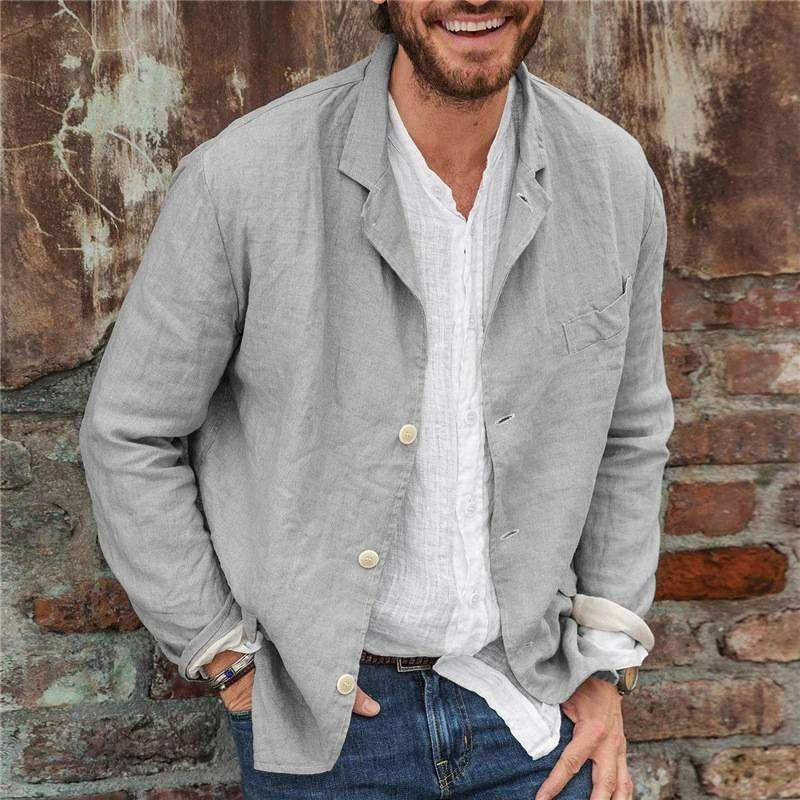 Amawinc Veste Décontractée En Lin Homme Légère Respirante Mélange Lin Coton Blazer Pour Brunch Ou Travail Décontracté