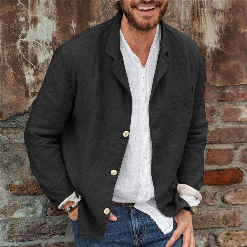 Amawinc Veste Décontractée En Lin Homme Légère Respirante Mélange Lin Coton Blazer Pour Brunch Ou Travail Décontracté