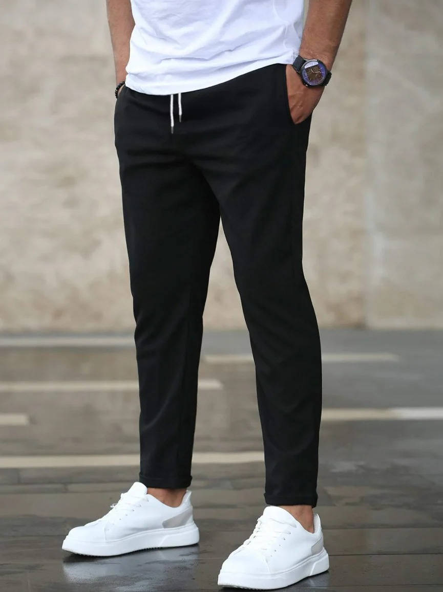 Amawinc Pantalon Décontracté Homme Slim Fit À Cordon De Serrage Pour Confort Toute La Journée Et Style Quotidien