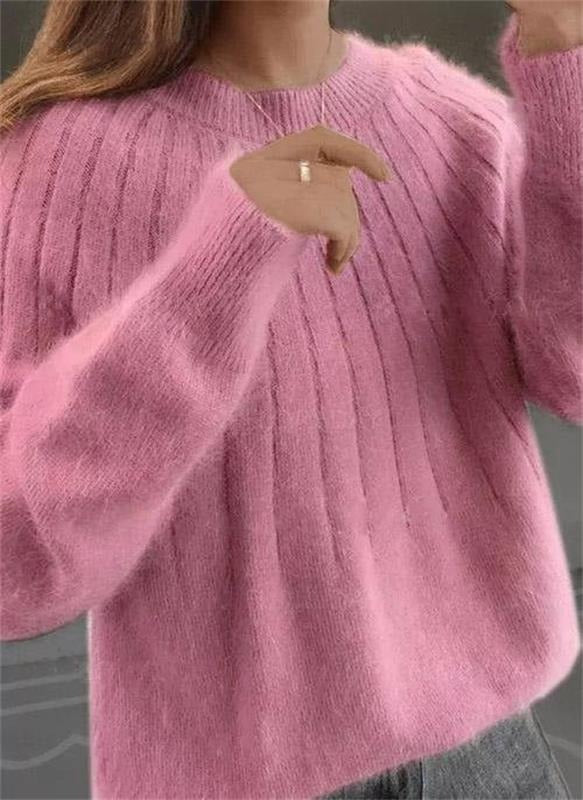 Pull Femme En Mohair À Texture Côtée Confortable Pour Hiver Élégant Pour Travail Et Temps Libre