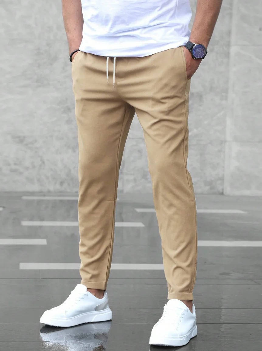 Amawinc Pantalon Décontracté Homme Slim Fit À Cordon De Serrage Pour Confort Toute La Journée Et Style Quotidien