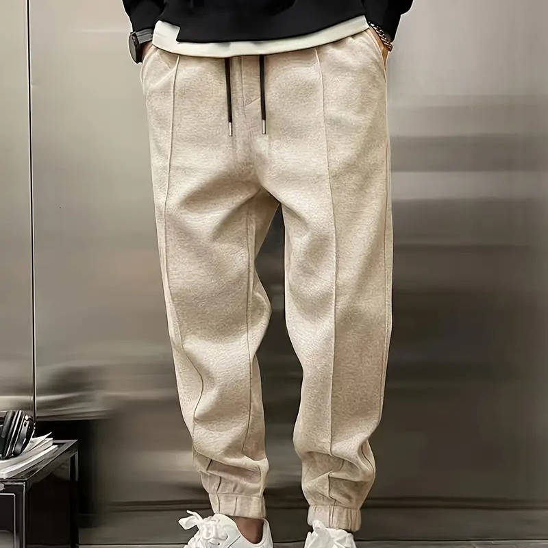 Pantalon Jogger À Plis Pour Homme Confortable Avec Poignets Élastiques Pour Travail Et Loisirs