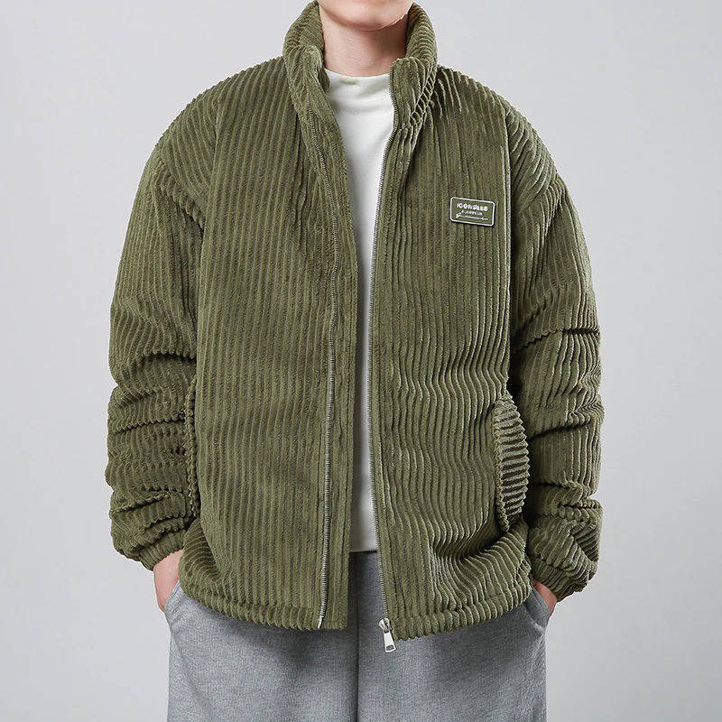 Veste Matelassée Velours Côtelé Pour Homme Amawinc Chaude Et Isolante Avec Rembourrage Polyester Peluche