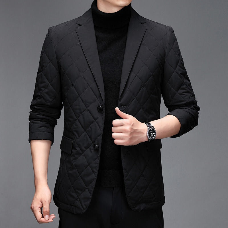 Amawinc Blazer Homme Matelassé Slim Fit Revers Cranté Pour Tenue Professionnelle Et Décontractée Garderobe