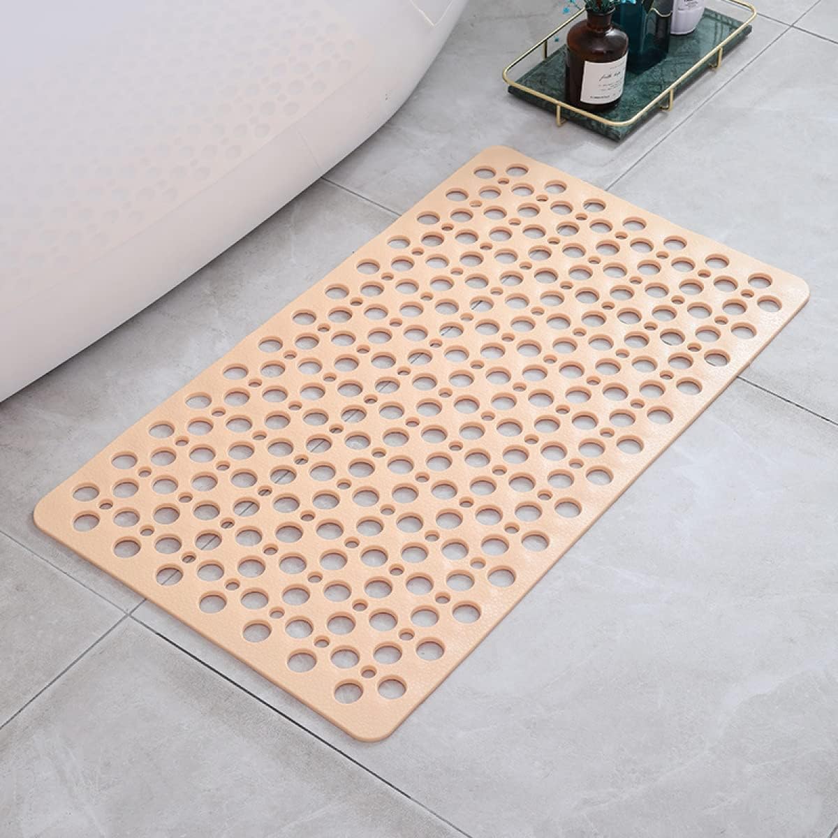 Tapis de Douche Antidérapant en Caoutchouc avec Drainage et Design Minimaliste Gris