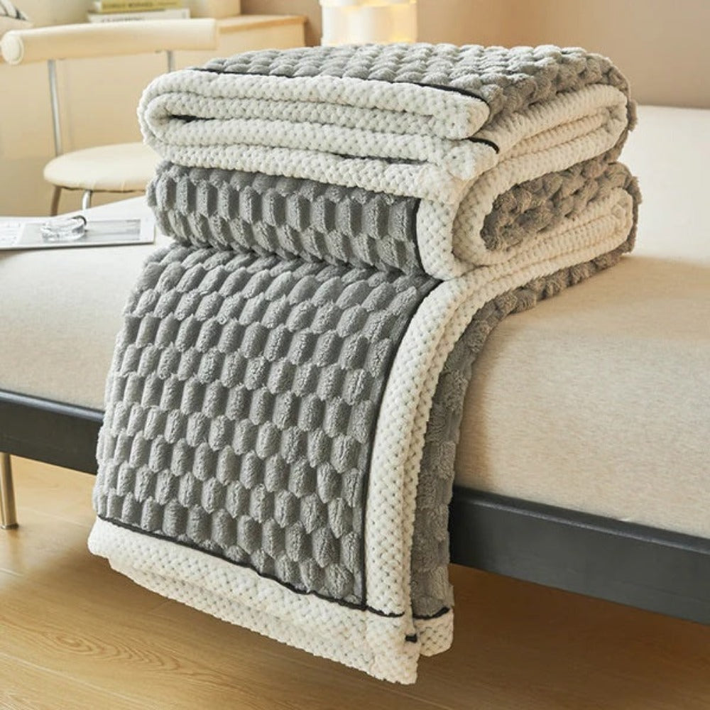 Couverture Polaire Texturée Avec Motif Géométrique Pour Un Intérieur Élégant Et Confortable