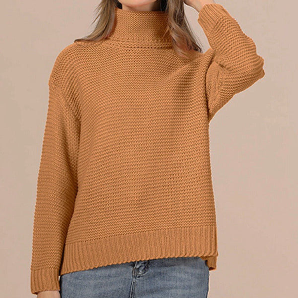 Amawinc Pull En Maille Pour Femme Col Roulé Mélange Laine Épais Coupe Décontractée Ourlet Côtelé