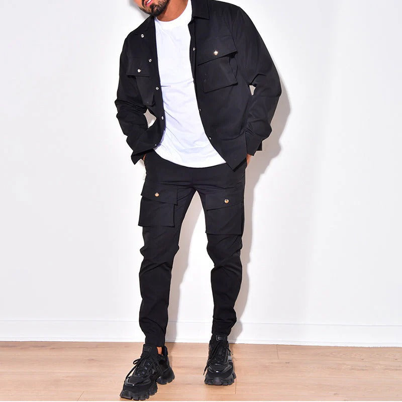 Ensemble Homme Deux Pièces En Mélange De Coton Veste Décontractée Et Joggers Slim Taillés Pour Un Look Moderne