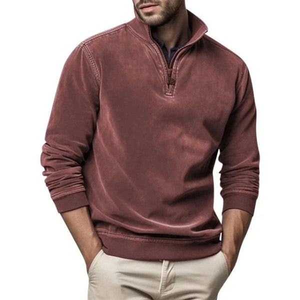 Pull Homme Coupe Regular En Polaire Douce Col Zippé Bordure Ribée Amawinc Confortable