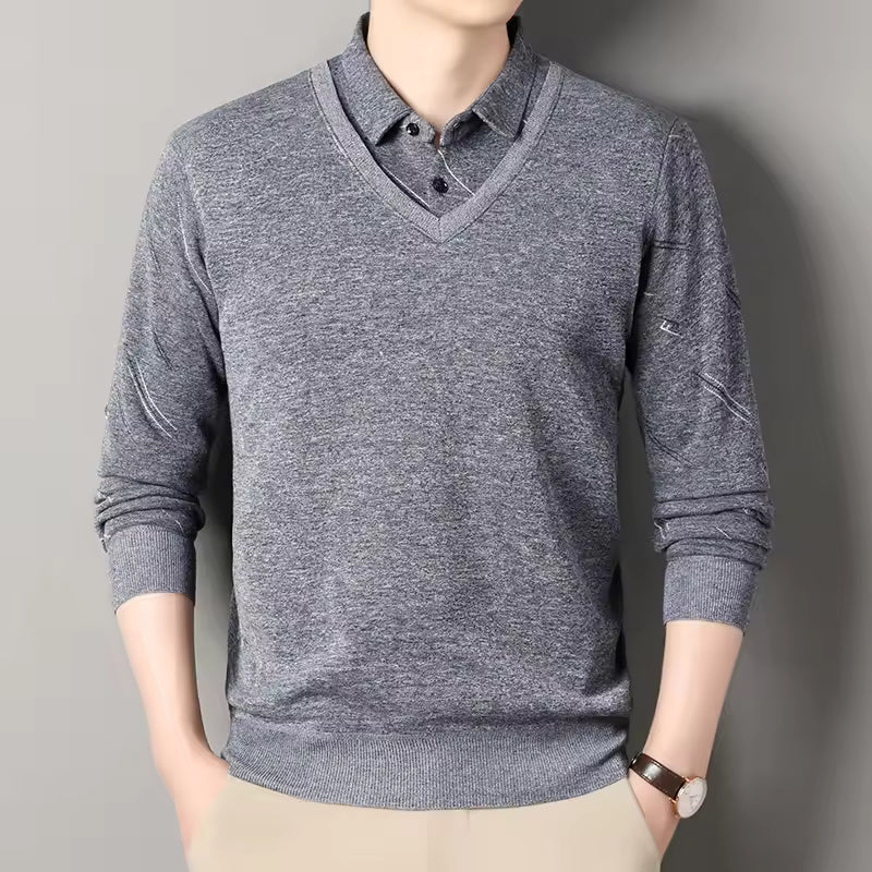 Pull Homme Coupe Droite En Maille Doublée Polaire Avec Col V Polo Nordisk Flair Confortable