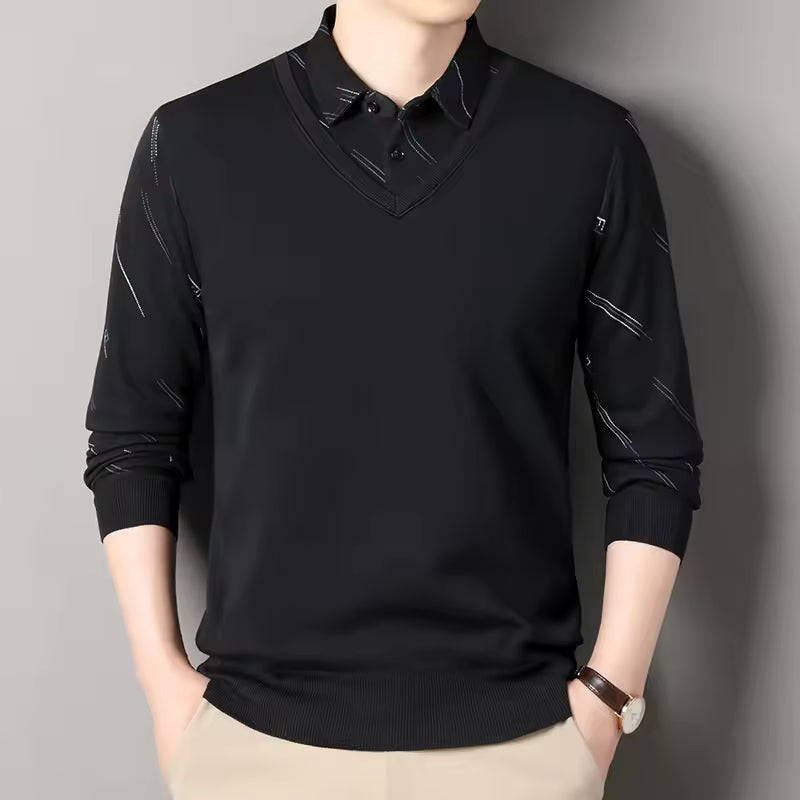 Pull Homme Coupe Droite En Maille Doublée Polaire Avec Col V Polo Nordisk Flair Confortable