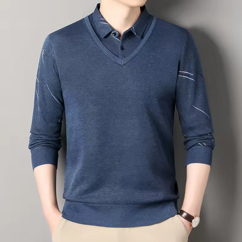 Pull Homme Coupe Droite En Maille Doublée Polaire Avec Col V Polo Nordisk Flair Confortable