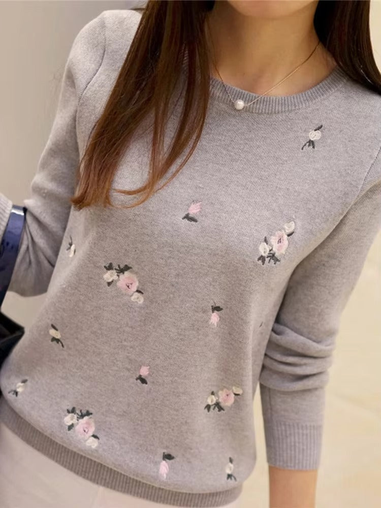 Pull en Maille Femme Mélange de Laine avec Broderie Florale Coupe Regular Nordisk Flair