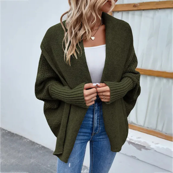 Cardigan En Maille Pour Femme Oversize Coupe Ample Texture Épaisse Ouvert Devant Manches Longues