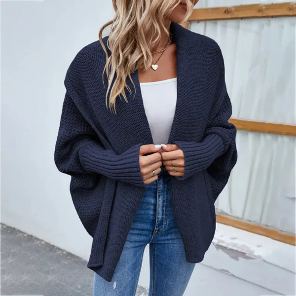 Cardigan En Maille Pour Femme Oversize Coupe Ample Texture Épaisse Ouvert Devant Manches Longues