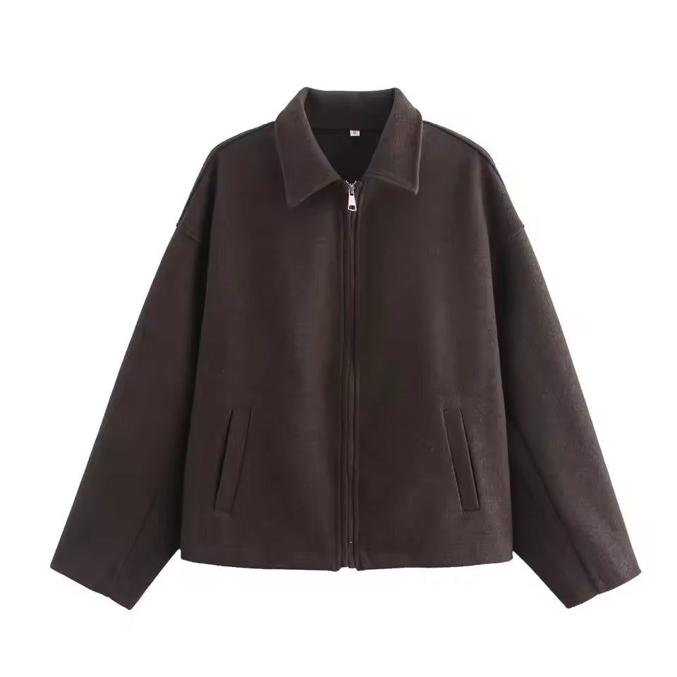 Veste Nordisk-Flair Femme En Mélange De Laine Coupe Décontractée Zip Devant Col Revers Longueur À La Hanche