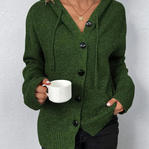 Amawinc Cardigan À Capuche Femme Coupe Oversize Tricot Doux Boutonnage Devant Bord Côtes Confortable Et Stylé