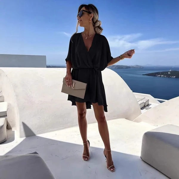 Robe Portefeuille Femme Décolleté En V Profond Taille Cintrée Ourlet Volant Nordisk Flair Amawinc