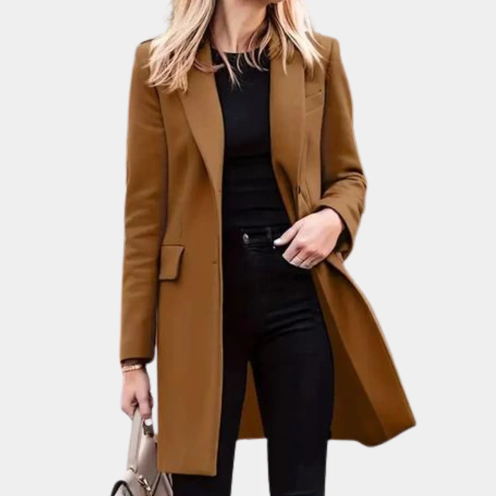 Trench Femme Amawinc Ajusté Avec Silhouette Structurée Col Revers Et Poches À Rabat Élégantes