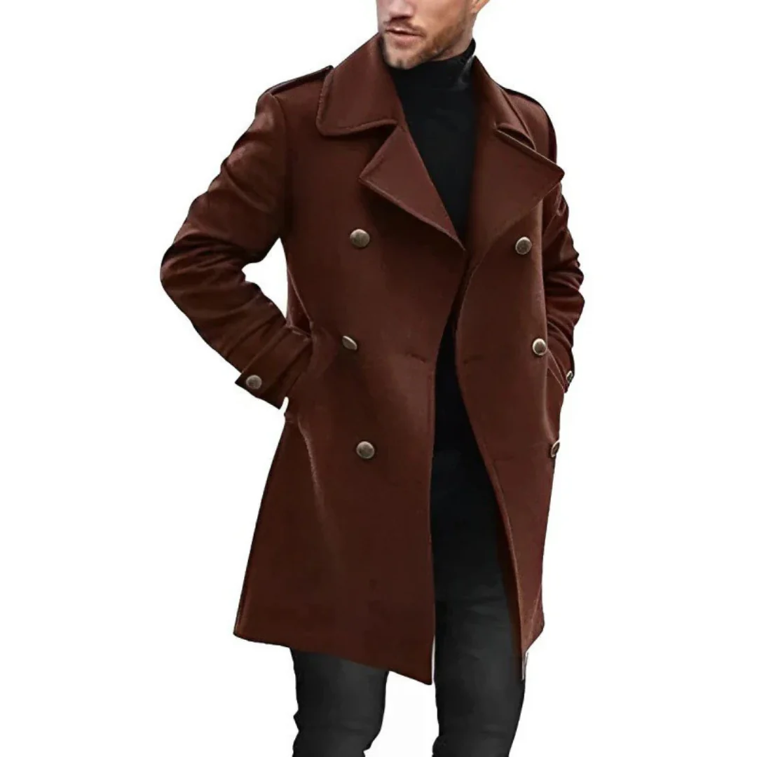 Manteau Trench Homme En Mélange De Laine Coupe Ajustée Double Boutonnage Mi Longueur Nordisk Flair Amawinc