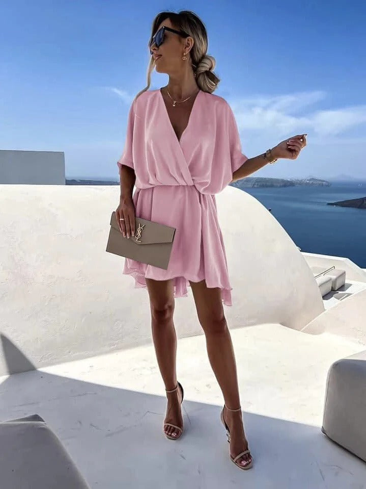 Robe Portefeuille Femme Décolleté En V Profond Taille Cintrée Ourlet Volant Nordisk Flair Amawinc