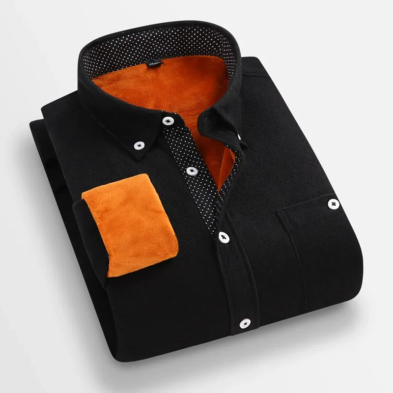 Chemise Homme Corduroy Moutarde Manches Longues Col Pointu Coupe Regular Pour Style Smart Casual