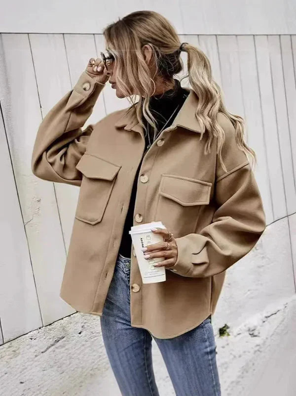 Manteau En Laine Pour Femmes Coupe Oversize Bouton Devant Col À Revers Poches À Rabat Nordisk Flair