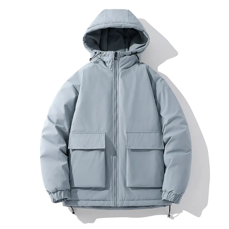 Doudoune Homme À Capuche Matelassée Poches Zip Coupe Oversize Pour Hiver Chaud Durable