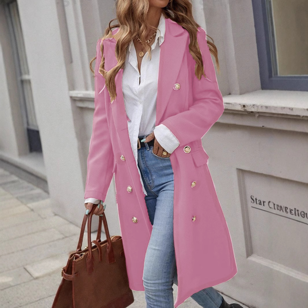 Manteau En Laine Pour Femmes Amawinc Nordisk Flair Coupe Ajustée Double Boutonnage Avec Large Revers Longueur Intégrale