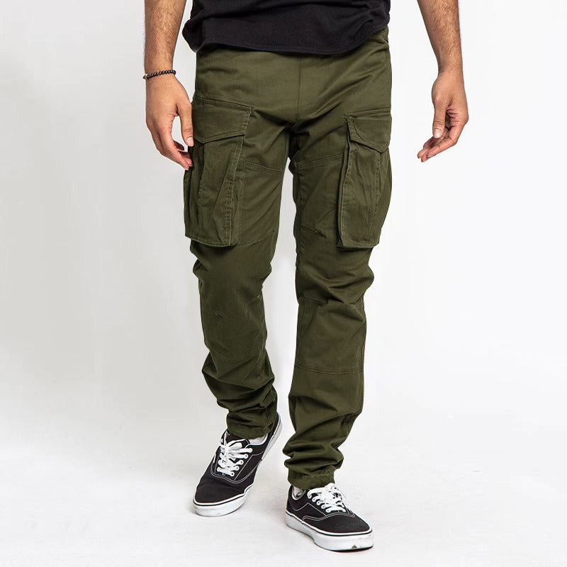 Pantalon Cargo Homme Nordisk Flair Coupe Décontractée Mélange Coton Poches Utilitaires Jambe Droite Pleine Longueur