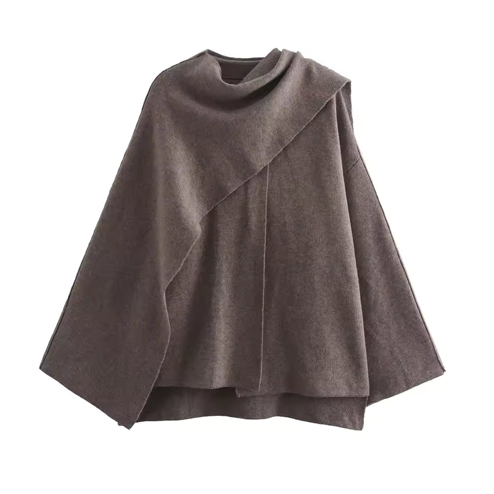 Manteau Femme Oversize En Laine Mélangée Nordisk Flair Par Amawinc Col Châle Asymétrique Mi Longue Automne Hiver