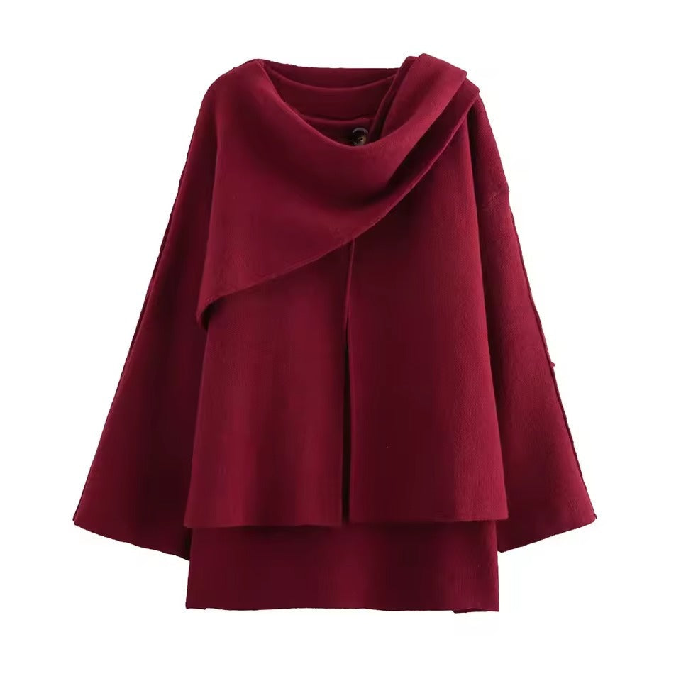 Manteau Femme Oversize En Laine Mélangée Nordisk Flair Par Amawinc Col Châle Asymétrique Mi Longue Automne Hiver