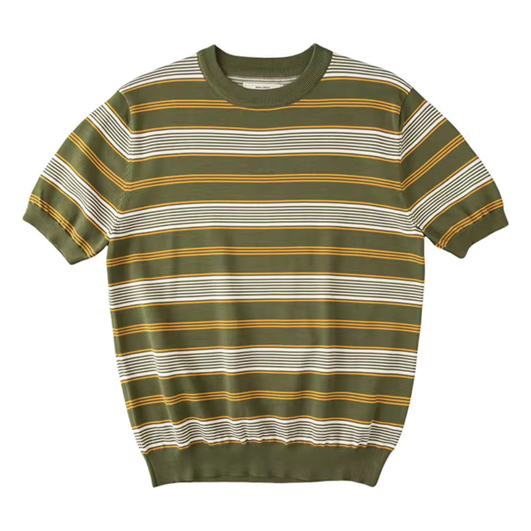 Uniform Poem Knit T Shirt À Rayures Horizontales En Maille Côtelée Coton Poly Confort Décontracté