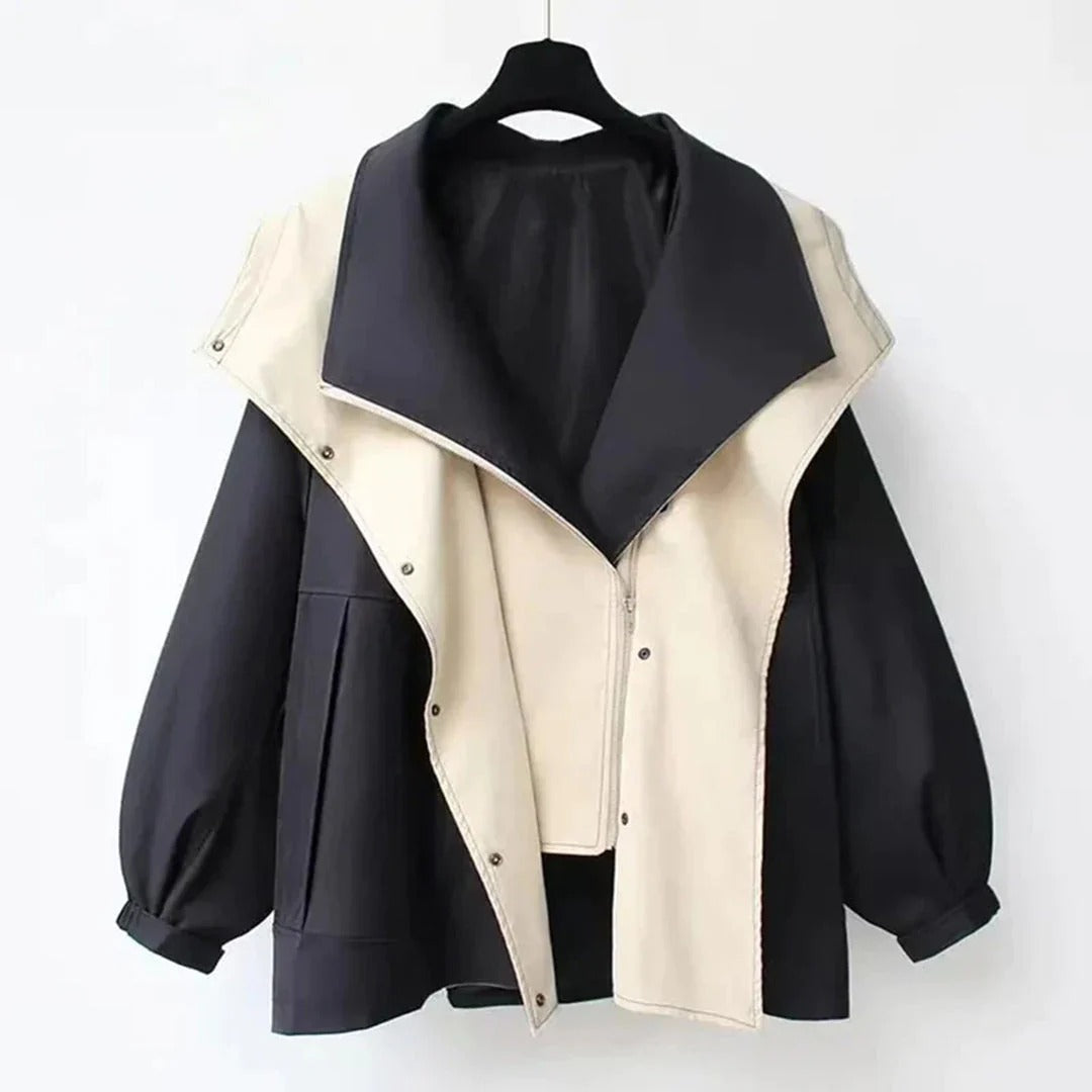 Manteau Femme Coupe Oversize Laine Mélangée Col Imposant Poignets Ajustables Longueur Totale