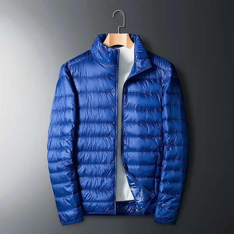 Doudoune Homme Regular Fit Matelassée En Nylon Zip Intégral Col Debout Manteau Hiver Chaud Pour Ville Plein Air Aventure