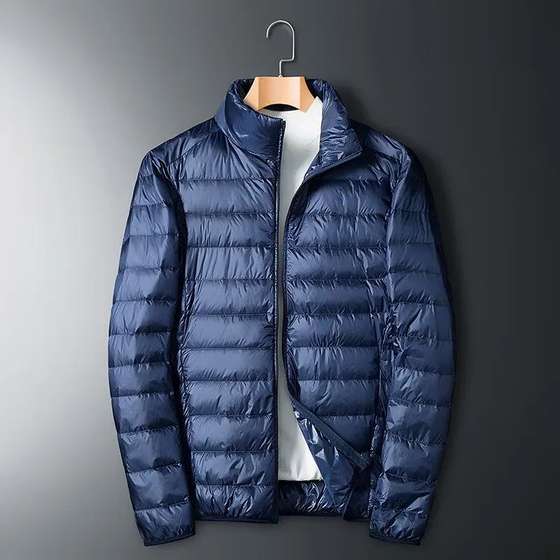 Doudoune Homme Regular Fit Matelassée En Nylon Zip Intégral Col Debout Manteau Hiver Chaud Pour Ville Plein Air Aventure