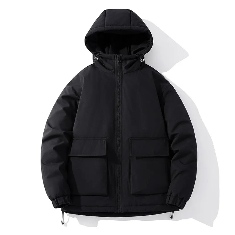Doudoune Homme À Capuche Matelassée Poches Zip Coupe Oversize Pour Hiver Chaud Durable